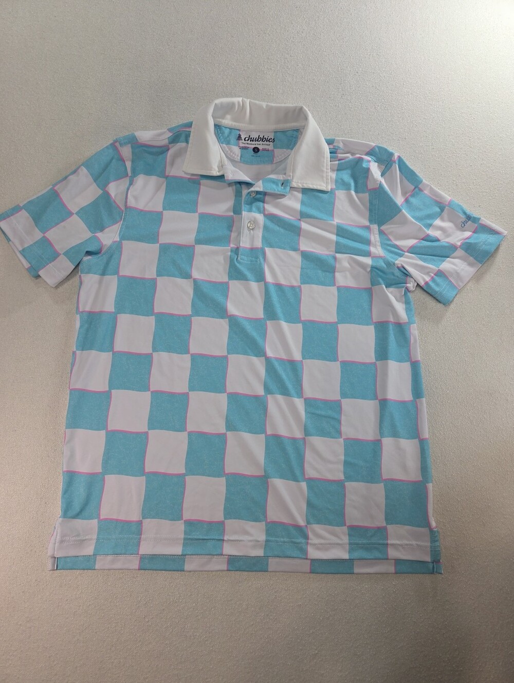 Chubbies Performance Polo Small Blue White Check